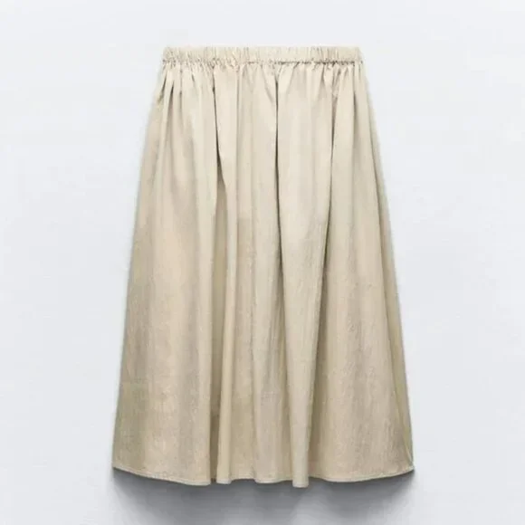 Zara Black Top with Cream Midi Skirt - Picture 5 of 6